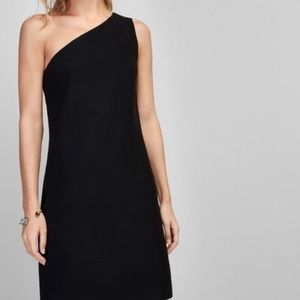 Massimo Dutti one shoulder mini black dress
